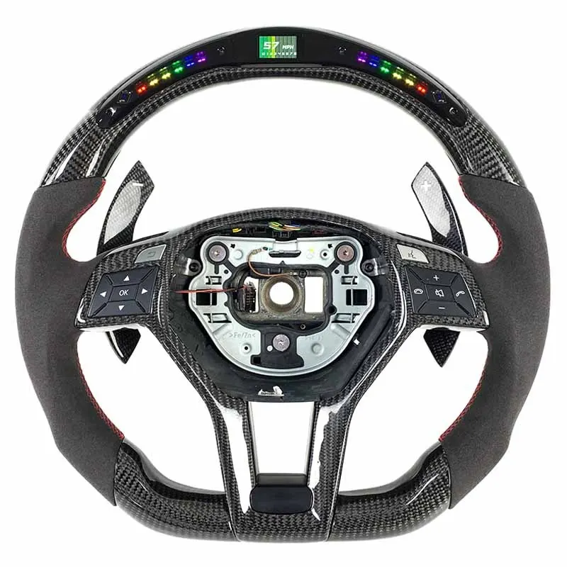 Volant carbone Mercedes Classe C W204 et Classe E à LED, vue 5 sur 6
