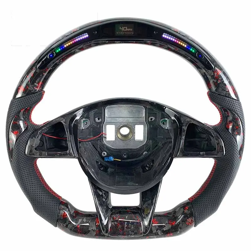Volant carbone Mercedes Classe C W205 et Classe E à LED, vue 4 sur 6